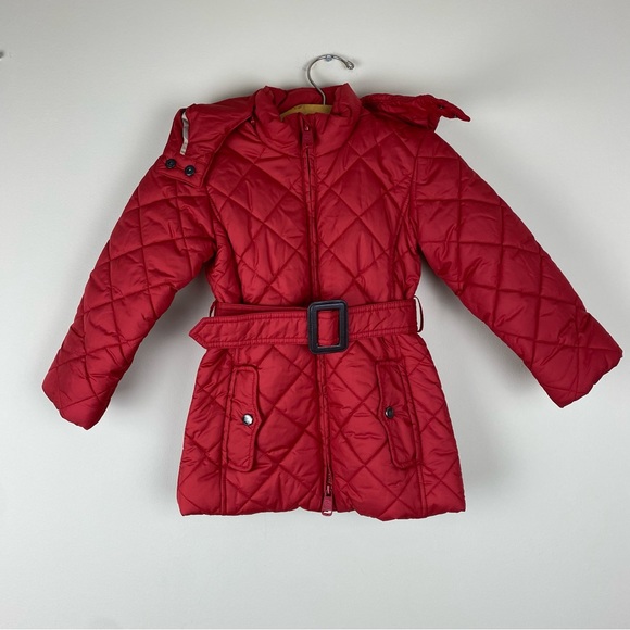 Burberry quilted hooded puffer jacket with belt size 3